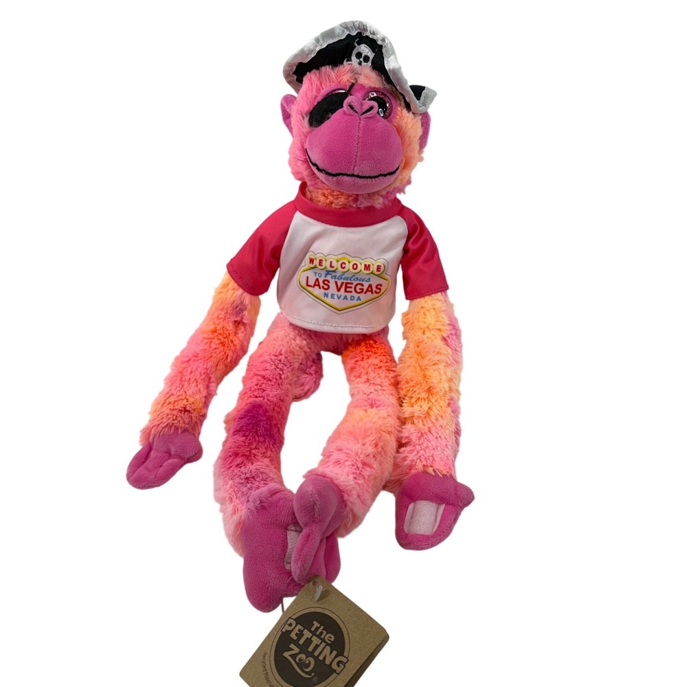 The Petting Zoo Las Vegas Pirate Monkey Plush Pink Orange Tie Dye Hanging 2022
